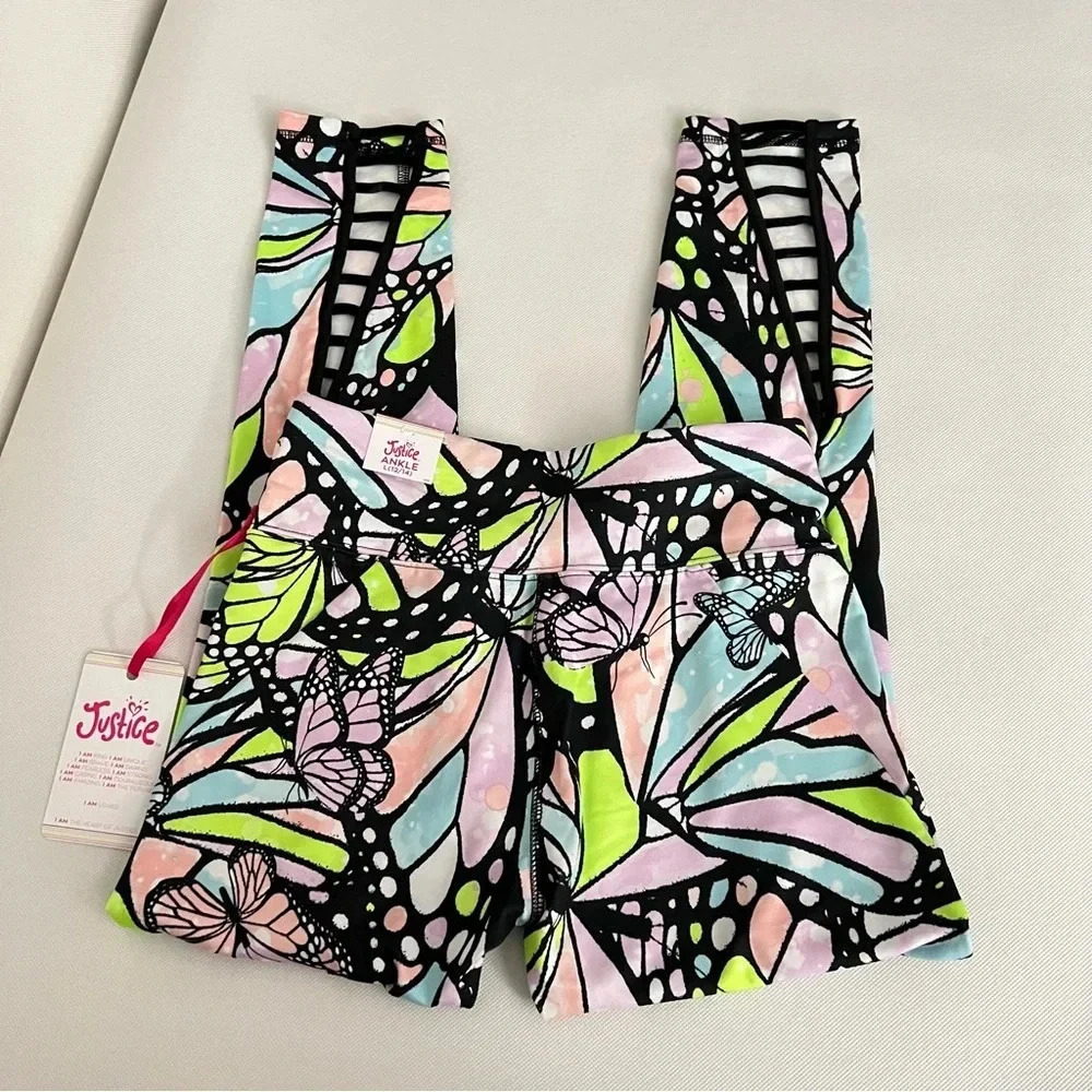 Justice Ankle Girls Butterfly Print Collection Legging Multicolored High Rise - Picture 8 of 13